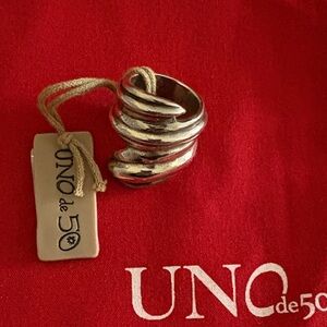 UNO de 50 Shiny Silver Wrap Ring , XL
